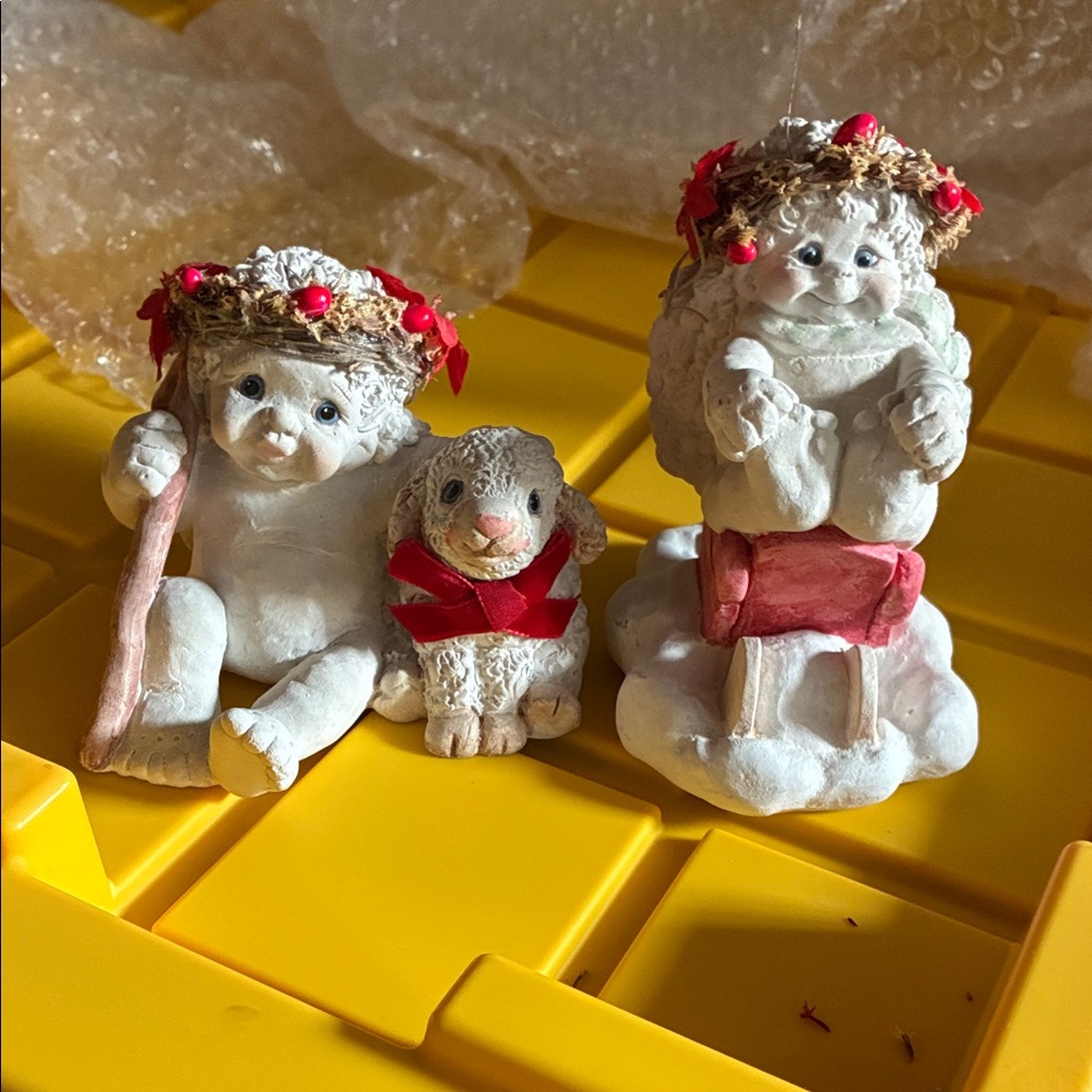 Adorable White and Red Figurine Set